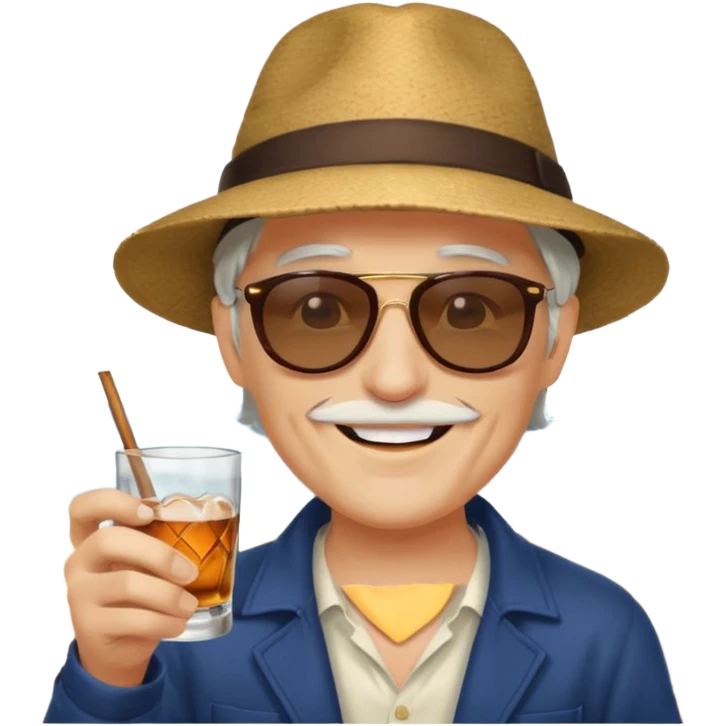Merlin drinking whisky in the beach emoji