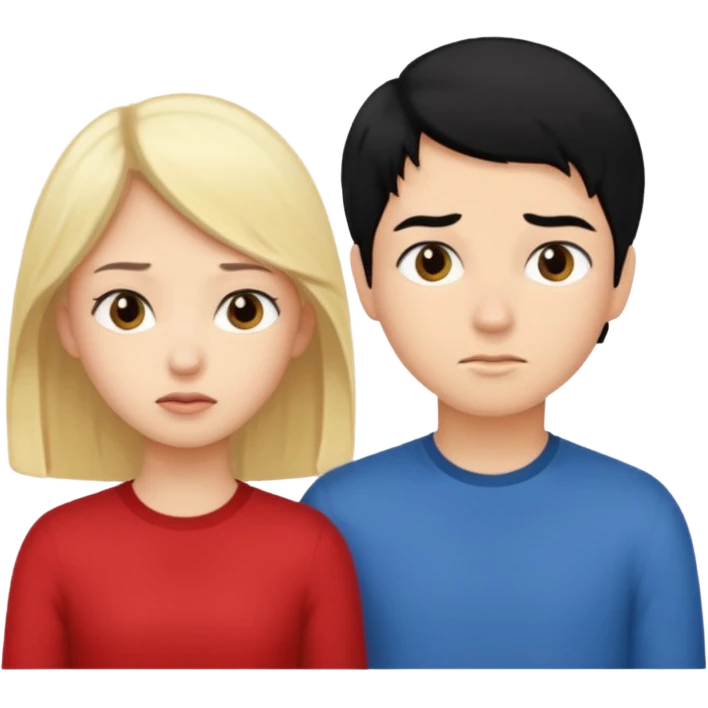 black hair girl ignore blond hair boy emoji