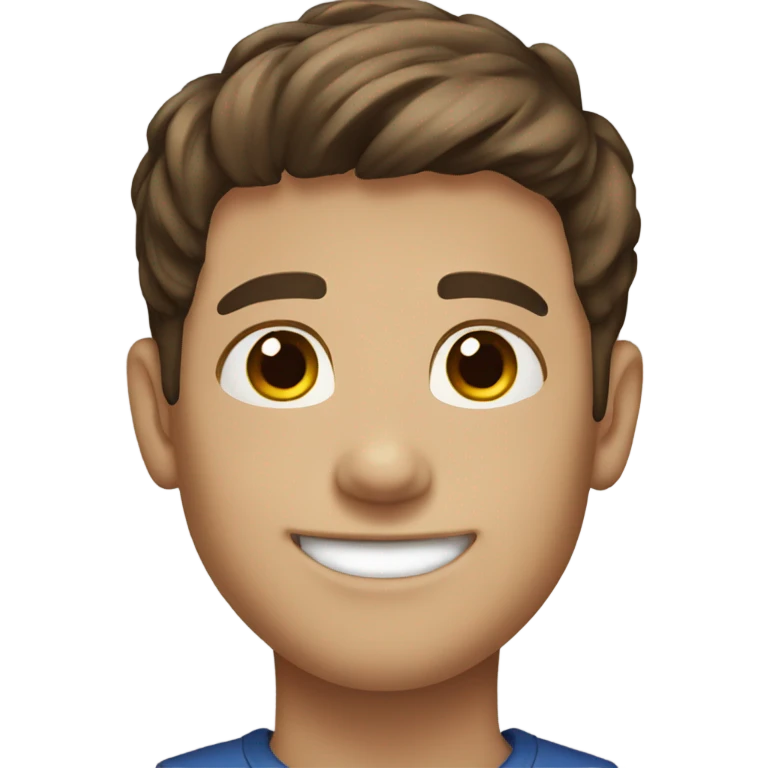 Boy short brown hair brown eyes smiling  emoji