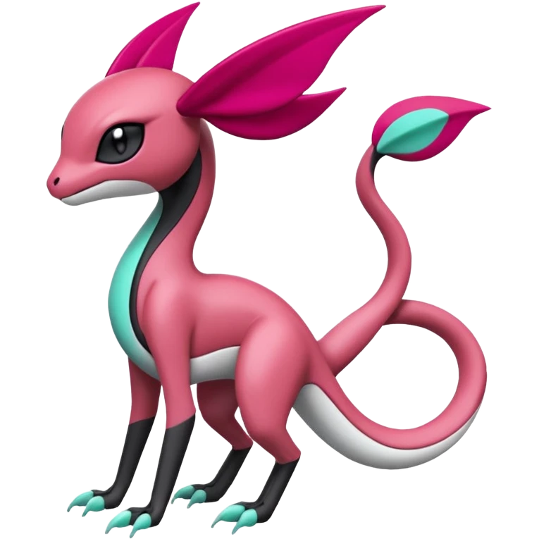 Magenta, black and white Meloetta-Salamence-Virizion-Gorebyss-Salazzle-Pokémon-Fakémon-creature-fusion-hybrid emoji
