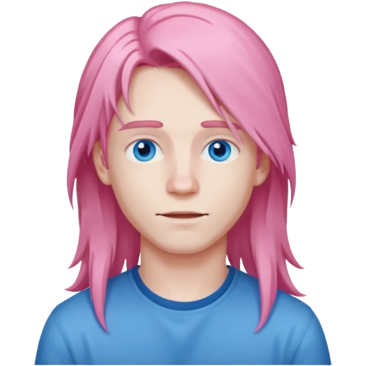 young guy with pink long hair emoji