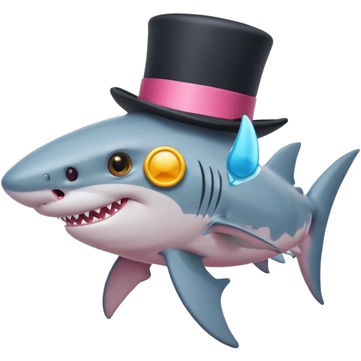 shark with a top hat and one pink hair  emoji