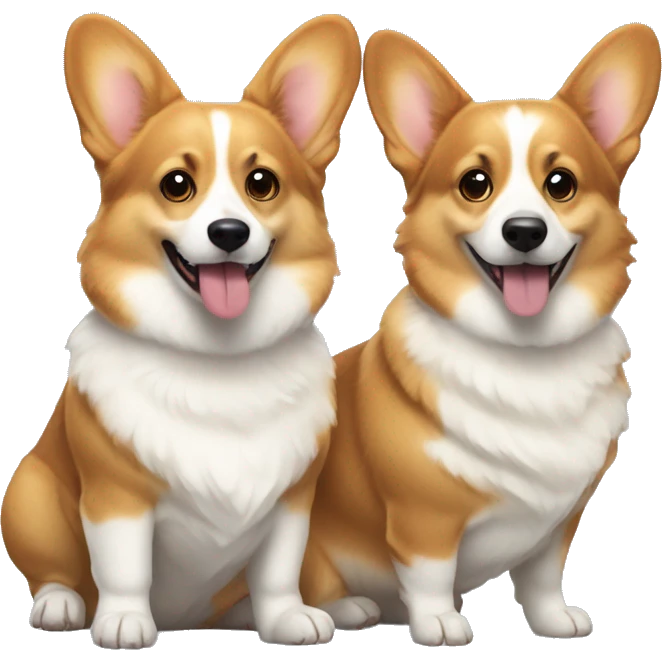 Two corgi: Pembroke fluffy and cardigan  emoji
