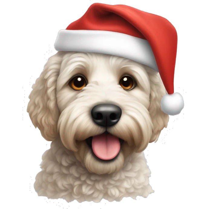 Double doodle dog with Santa hat emoji