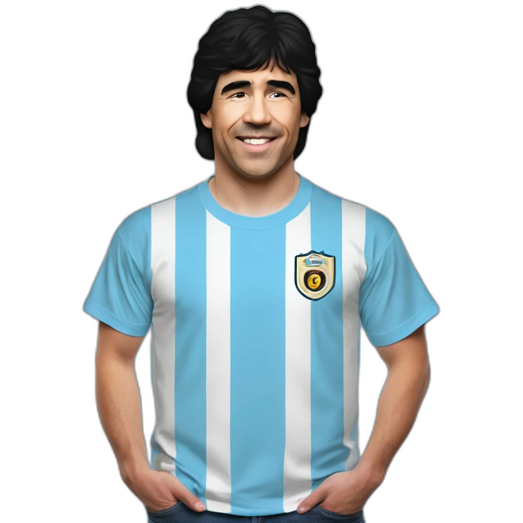 Diego Maradona 86 argentina stripes tshirt emoji