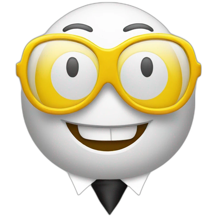 A smiling yellow Smiley with a necktie and Glases emoji