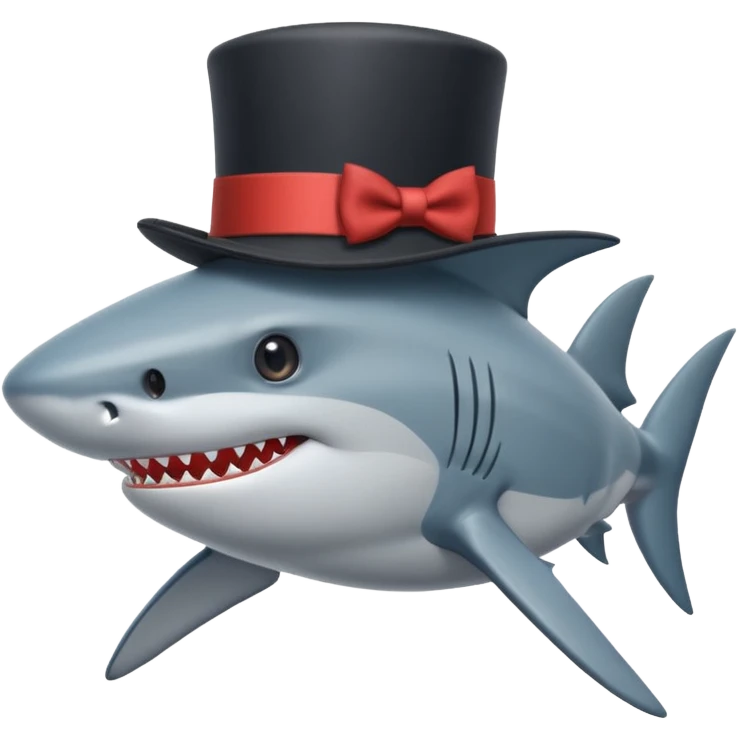 Shark with a top hat emoji