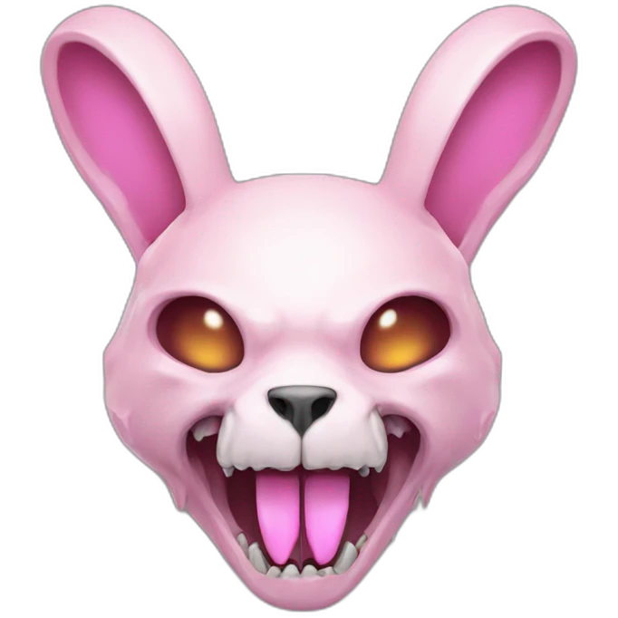 cyberpunk pale pink rage rabbit skull emoji
