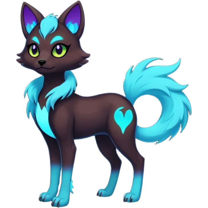 Multicolored gloomy glowing bioluminescent dark edgy gothic spooky cool badass pretty cool elegant realistic floral exotic Falvie-Fionbri-fursona, full body emoji