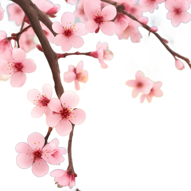 Cherry blossoms in Japan against the background of the sun emoji