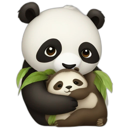 Panda hugging a sloth emoji