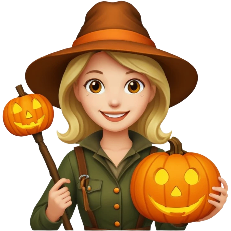 Woman Hunter With Jack o Lantern emoji