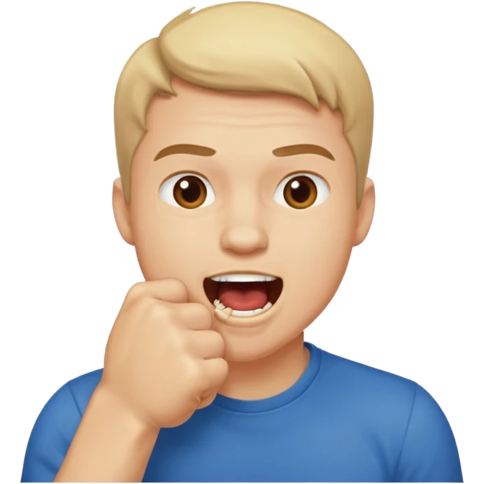 Guy biting his fist in his mouth. Like something is really good  emoji