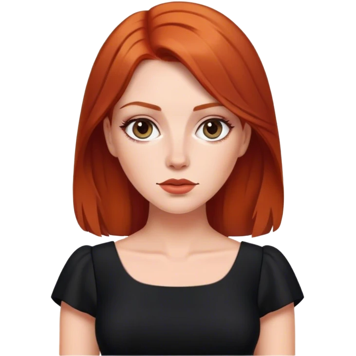 beautiful  white woman  with reddish blunt hair with black dress emoji