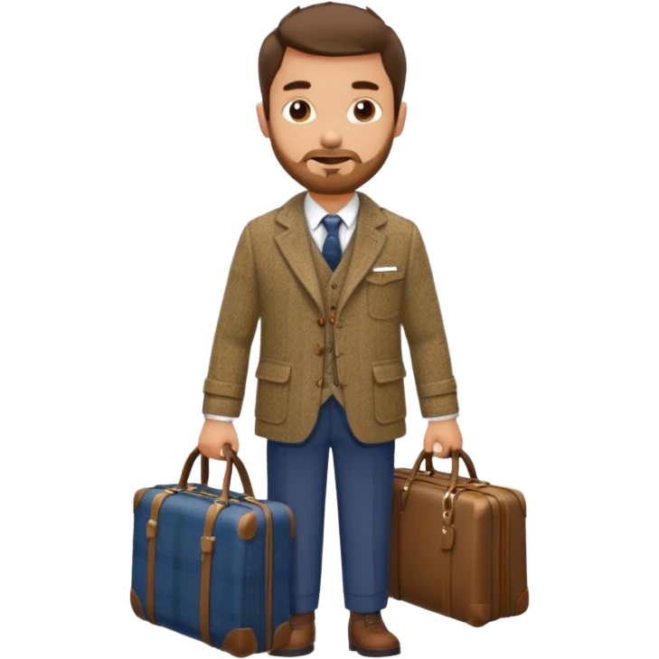 SCOTTISH MAN WITH STUBBLE TRAVELLING WITH SUITCASE AND BAGS emoji