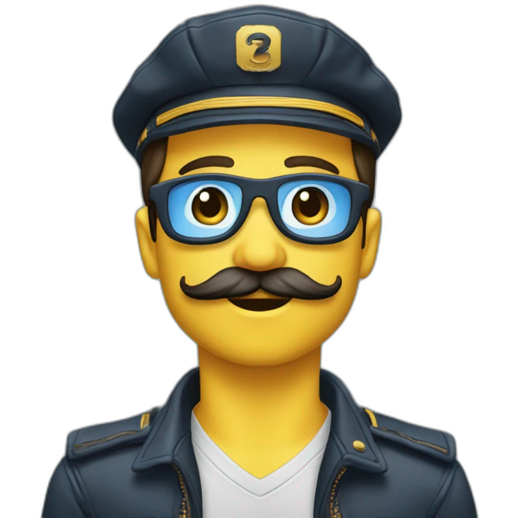 Pilote avion moustachu jeune sans casquette emoji