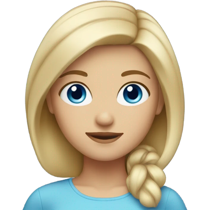 blond Crop Cut hair girl with Blue eyes emoji
