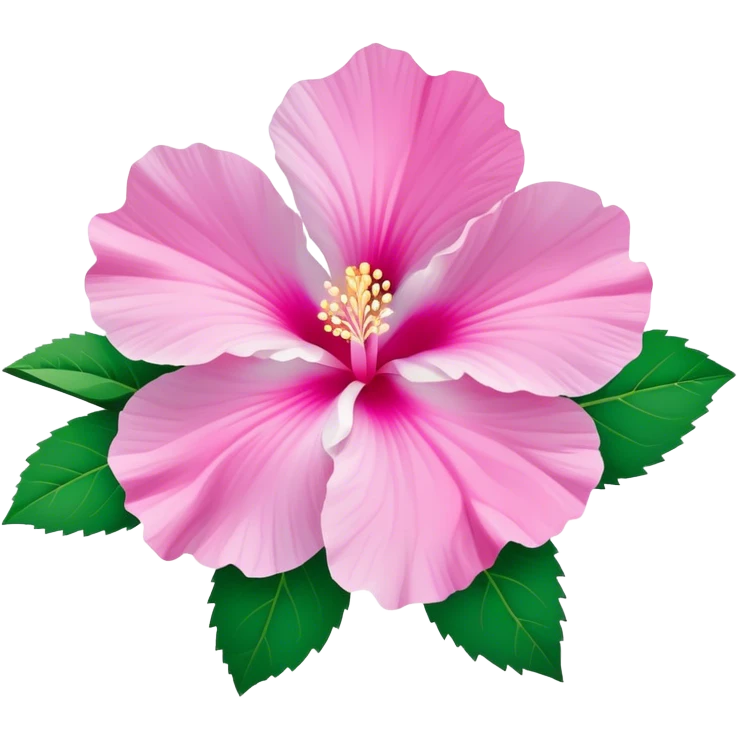 Cinematic Realistic image of a Mugunghwa flower (Rose of Sharon), rendered with delicate petal textures and vibrant pink hues, set against a minimalist background with gentle, diffused lighting that highlights its national significance emoji