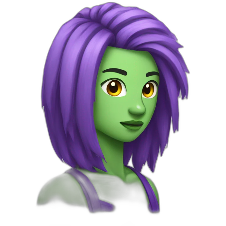 purple hair green skin fighter emoji