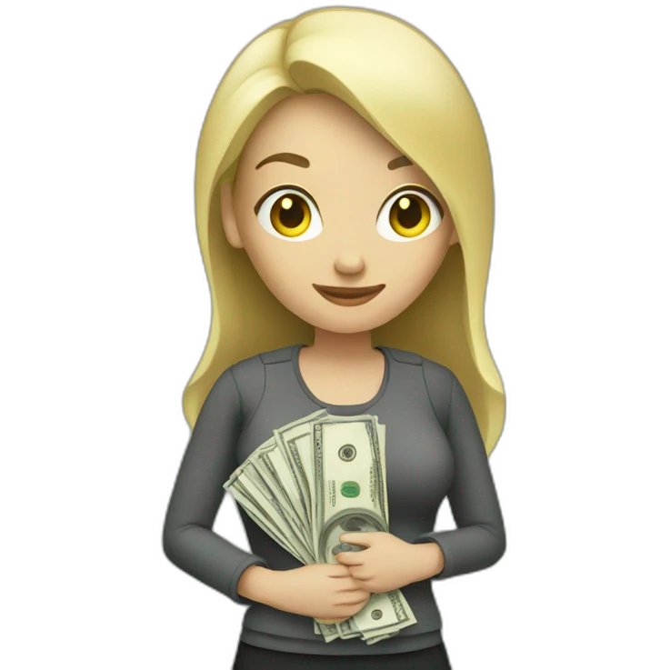 caucasian woman with money emoji