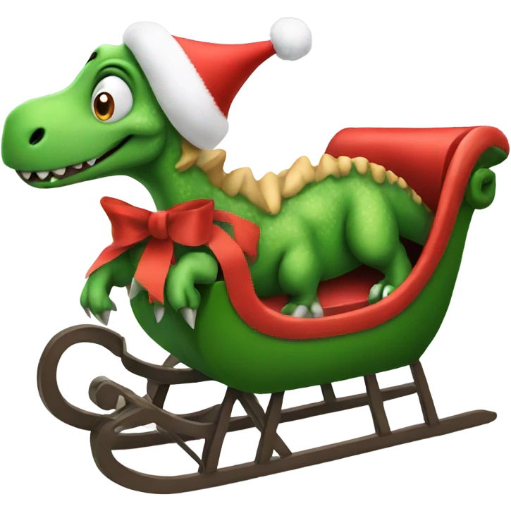 Christmas dinosaur on a sleigh emoji