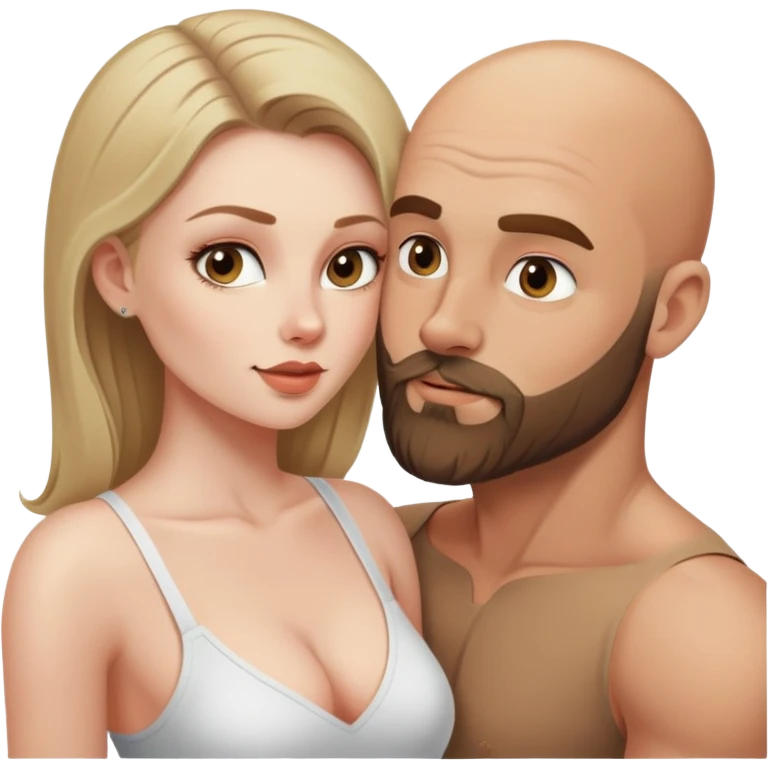Beautiful dark blonde seducing her muscular bald beard husband emoji