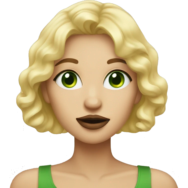 Blonde woman with green eyes sending kisses emoji