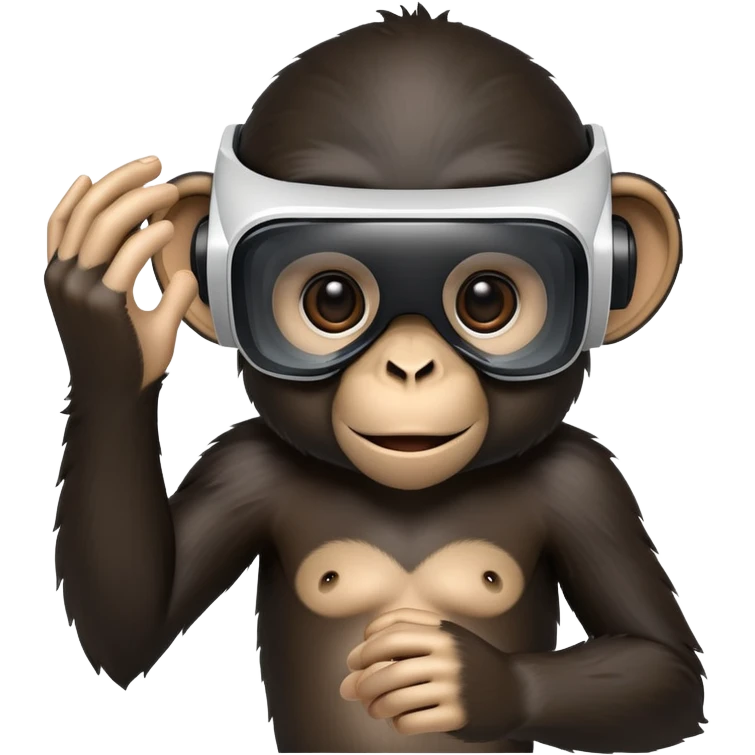 A black monkey playing a vr emoji