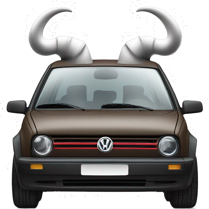Volkswagen Golf with Bull horns on the hood￼ emoji