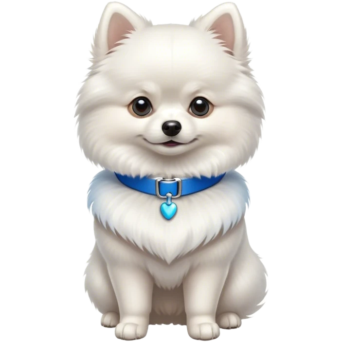 Bright White Pomeranian blue collar stance emoji