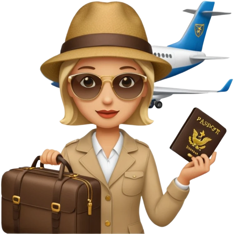 glob , travel bag , pass port, plane,  emoji