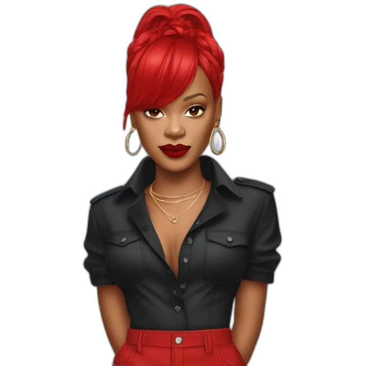 Rihanna en tenue rouge emoji