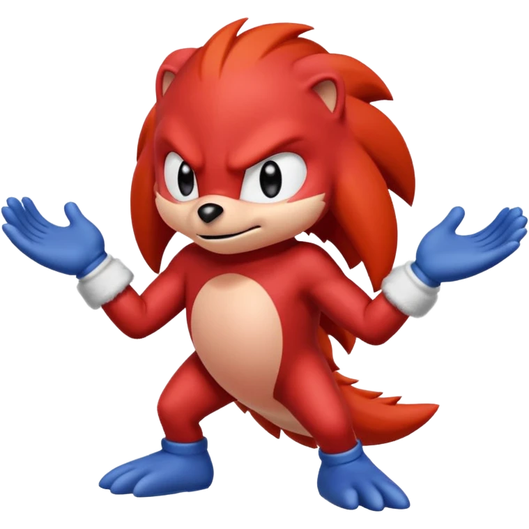 Sonic the hedgehogs friend knuckles a red animal with peach arms and white gloves emoji