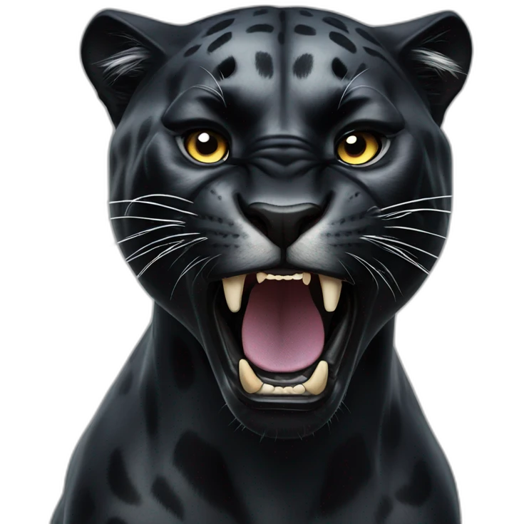 hyper realistic black panther roaring emoji