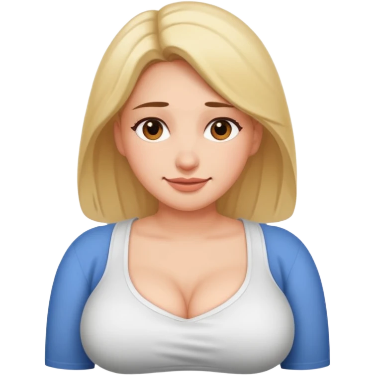An ashamed, smiling face with huge breasts. emoji