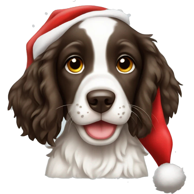 Springer spaniel puppy with a Santa hat  emoji