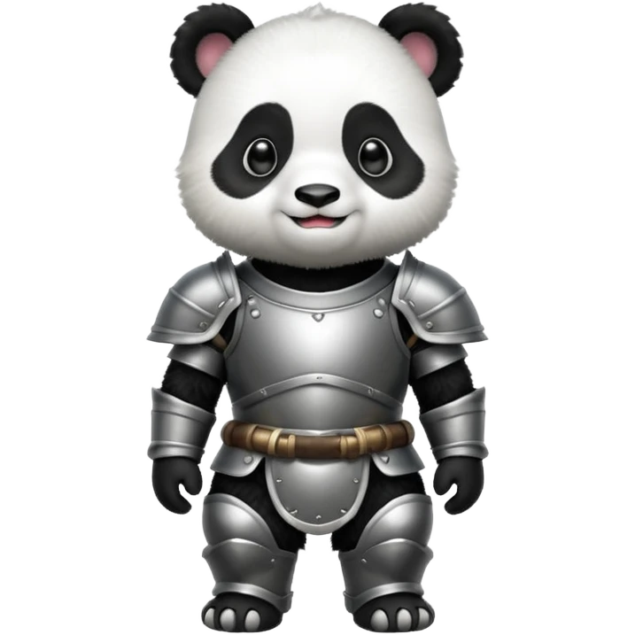 baby panda in armor, full body, smile emoji