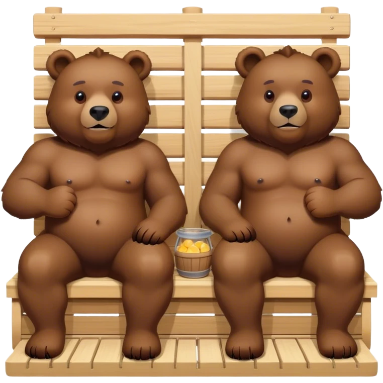 Two strong bears sitting in sauna having a good time emoji
