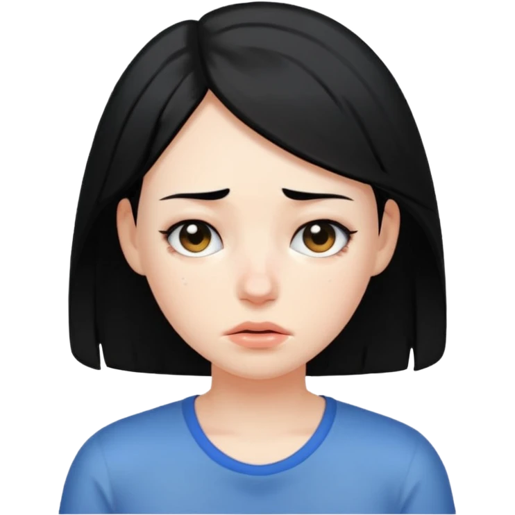 Girl with black hair tired sweaty emoji