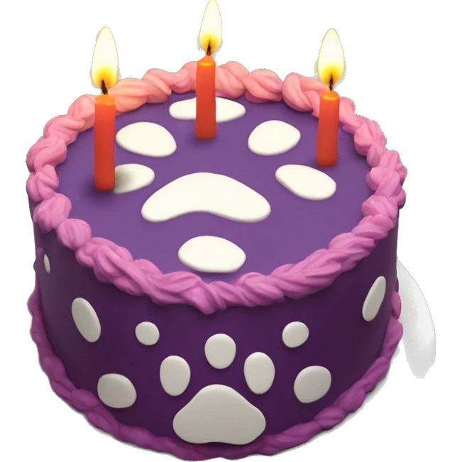 Paw print birthday cake with candle emoji