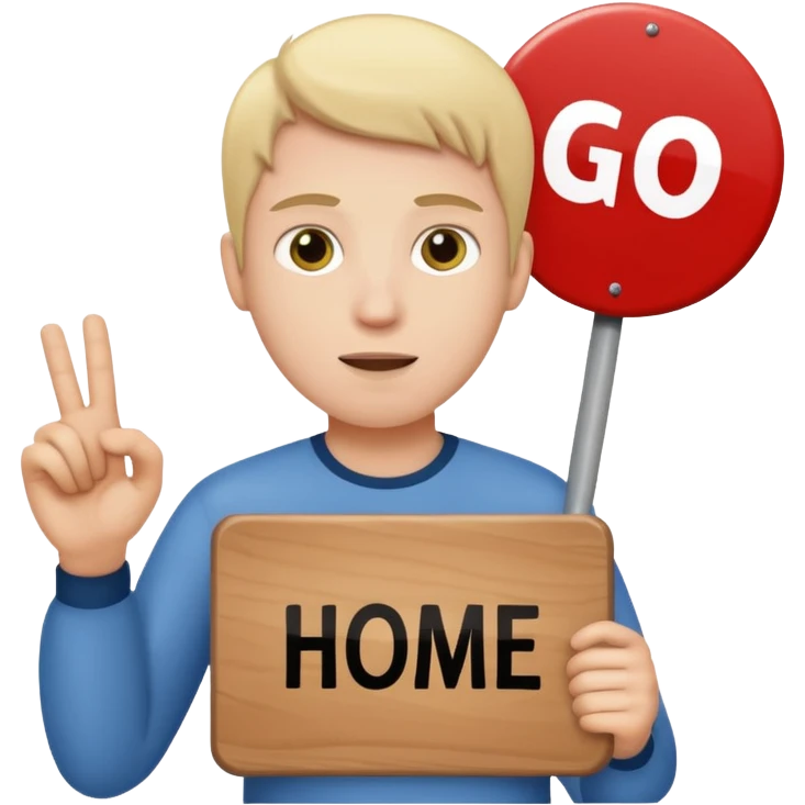 A white person holding a sign that says go home emoji