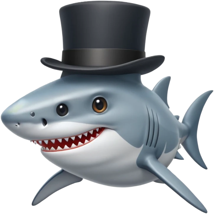 Shark with a top hat emoji