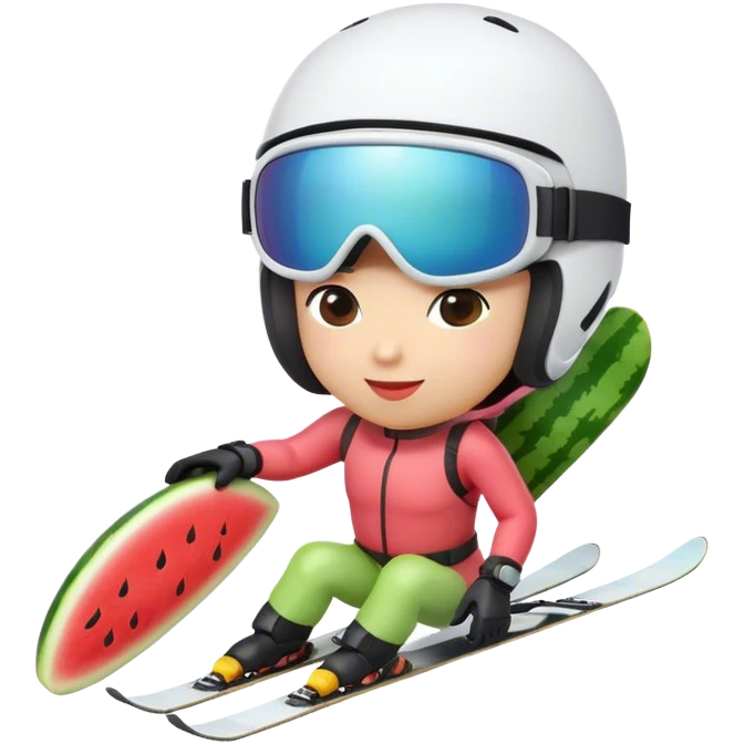 Watermelon playing sport skii emoji