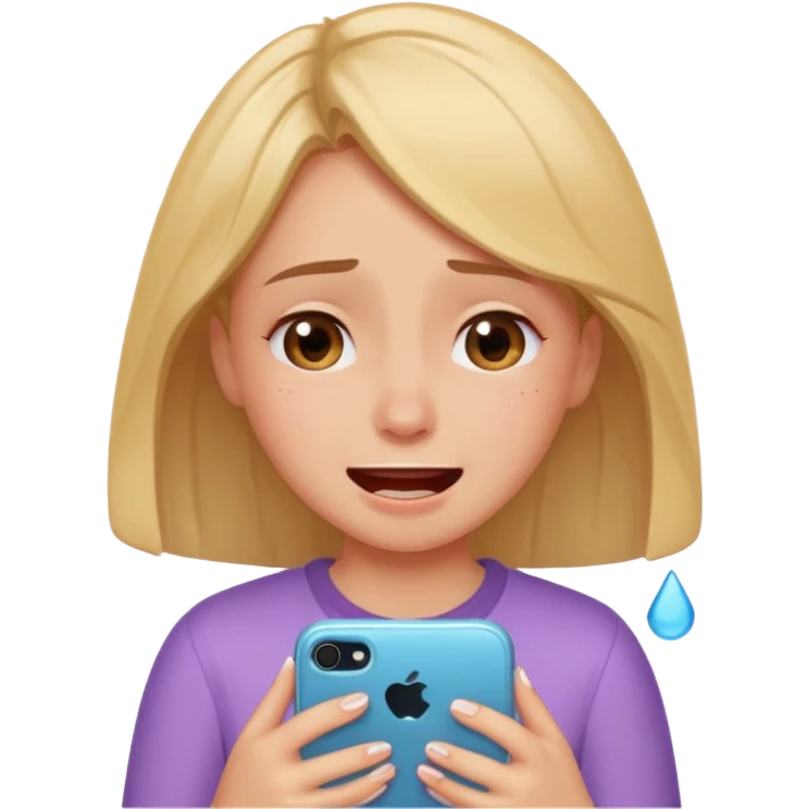 Girl crying laughing at a funny video on her phone emoji
