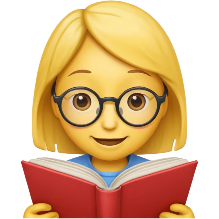round emoji face with glasses, reading a cookbook, small heart above its head emoji