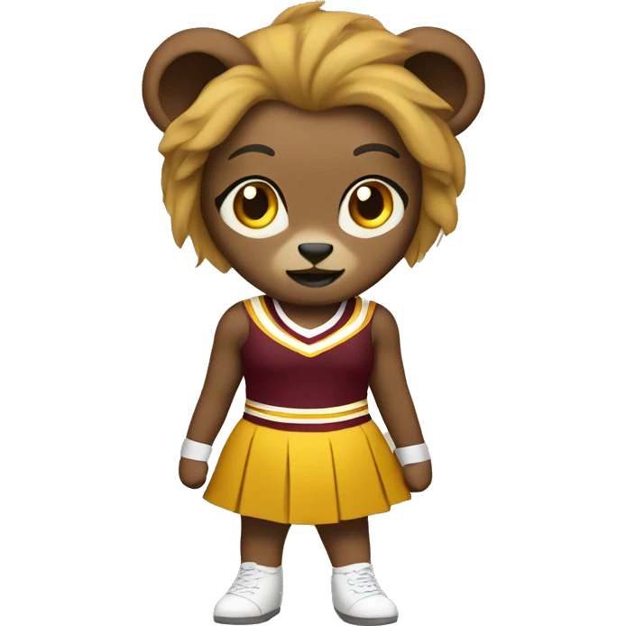 Lioness as a Cheerleader maroon and gold emoji