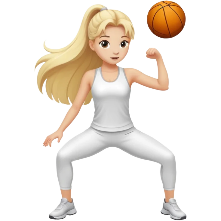 A blonde long hair girl do sport in wight sportswear  emoji