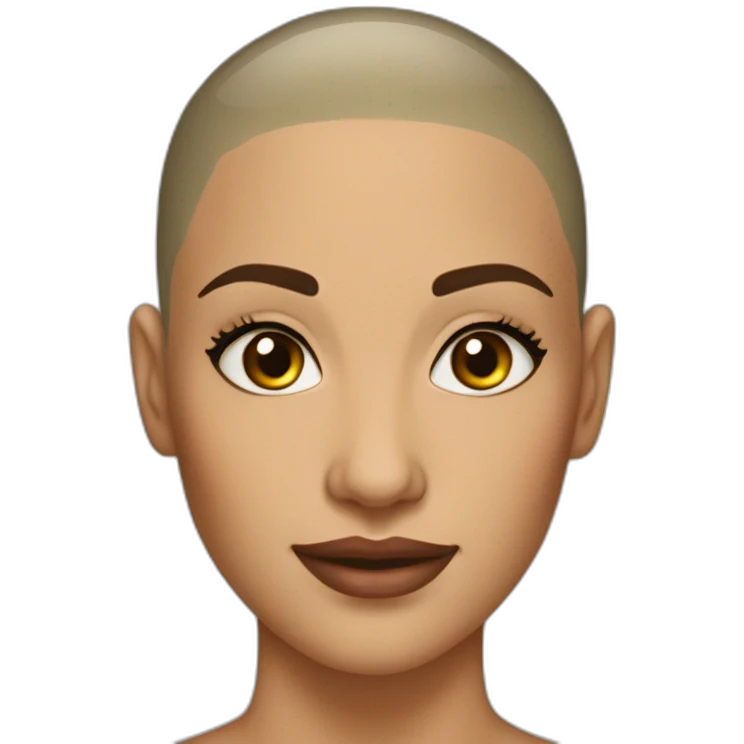 30 year old woman shaved head olive skin make up  emoji