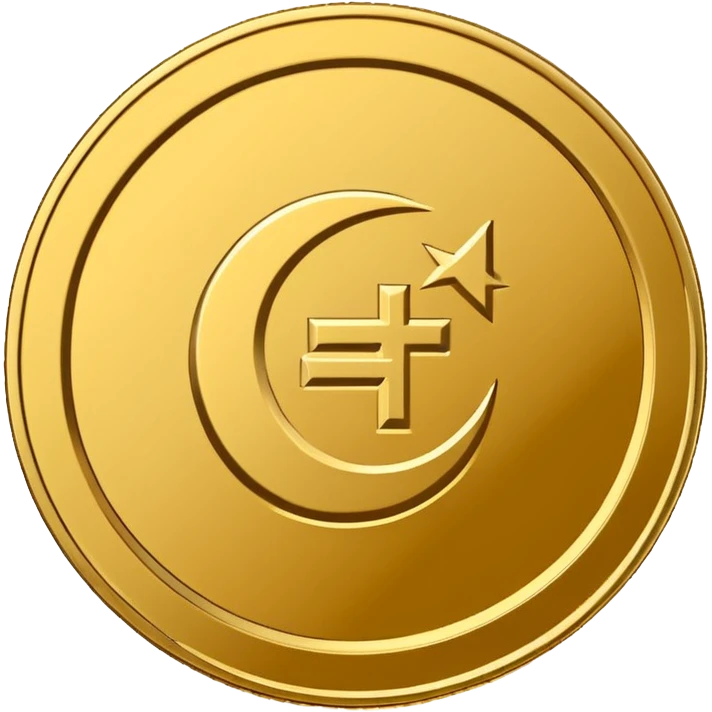 Minimal line-art icon of a coin with a small halal Arabic checkmark (حلال) symbol beside it, clean modern style, simple outlines, straight angle, no background, transparent, represents “halal income / halal money emoji