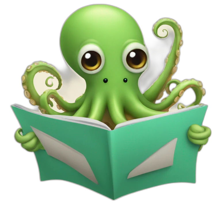 octopus reading a newsletter emoji